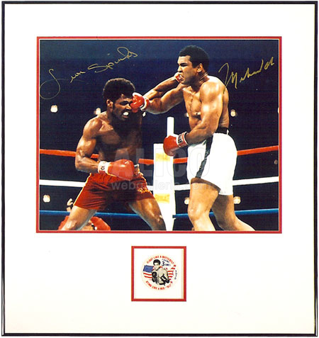 Muhammad Ali / Leon Spinks Autographed Photo With Button