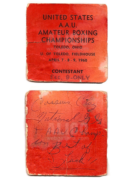 1960 A.A.U. Ticket with Cassius Clay Autograph