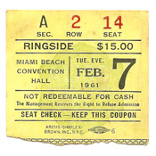 Cassius Clay / Jim Robinson Ticket Stub