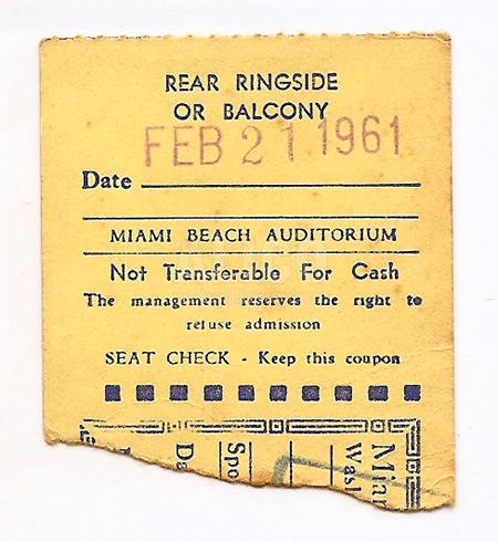 Cassius Clay / Donnie Fleeman Ticket Stub