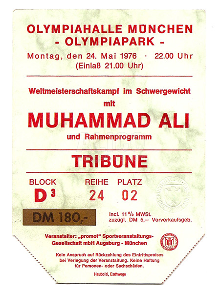 Muhammad Ali / Richard Dunn Ticket