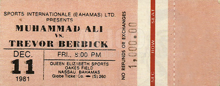 Muhammad Ali / Trevor Berbick Ticket